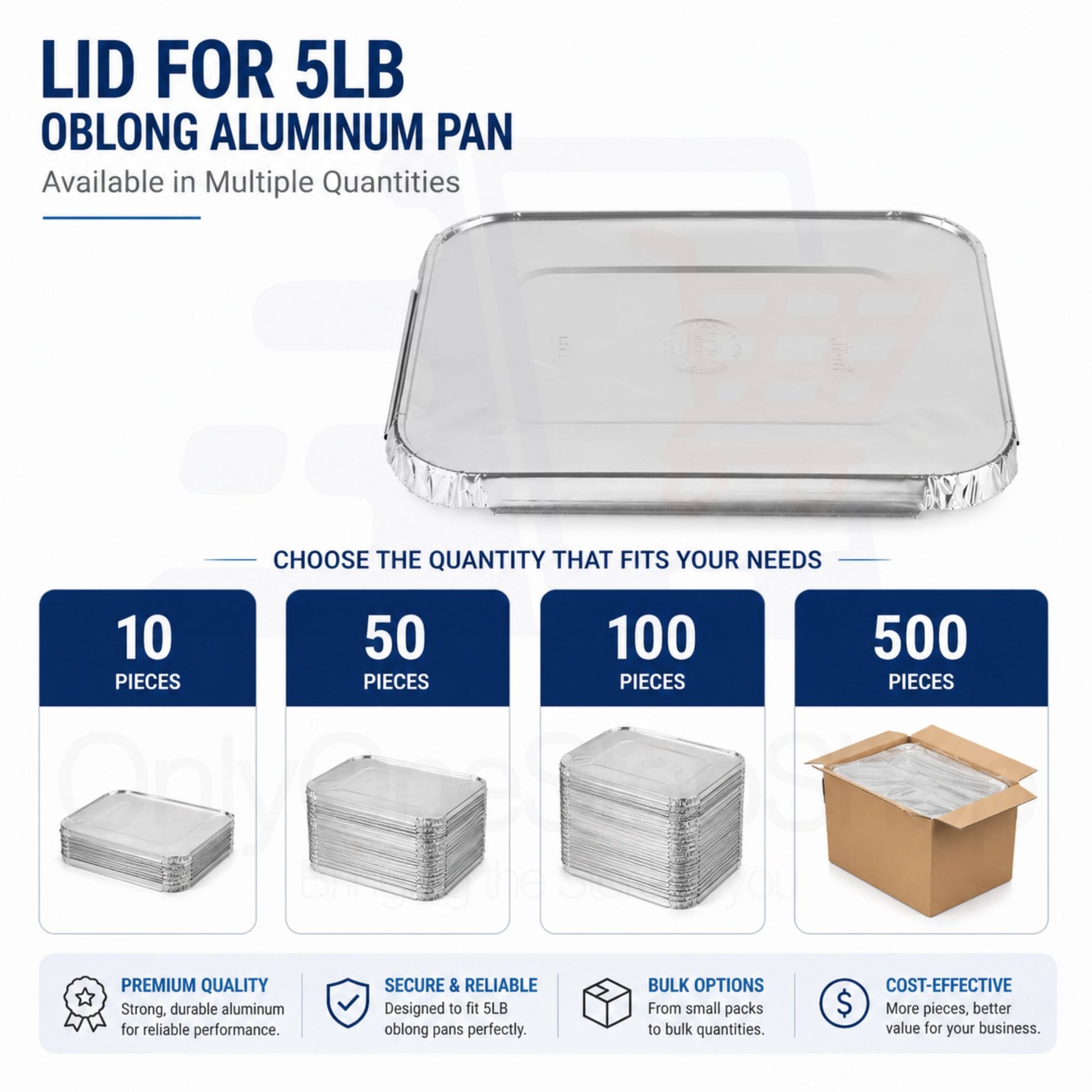 Lid For 5LB Oblong pan Aluminum Disposable Disposable Lids VeZee