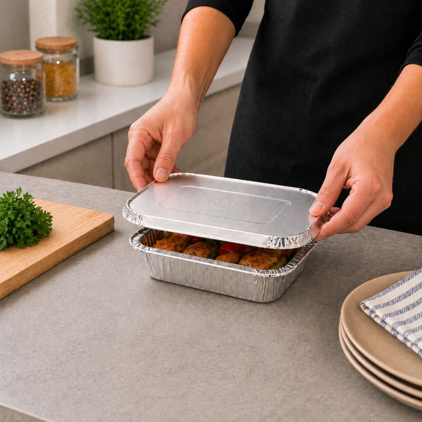 *WHOLESALE* 5LB Oblong Aluminum Lid (Must bend edges of pan to fit) 250/Case Disposable Lids VeZee