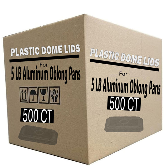 *WHOLESALE* Plastic Dome Lids For 5Lb Aluminum Oblong Pans 9.5" x 7" 500/case Disposable Lids VeZee