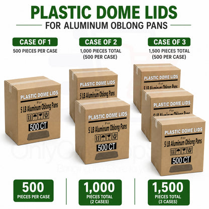 *WHOLESALE* Plastic Dome Lids For 5Lb Aluminum Oblong Pans 9.5" x 7" 500/case Disposable Lids VeZee