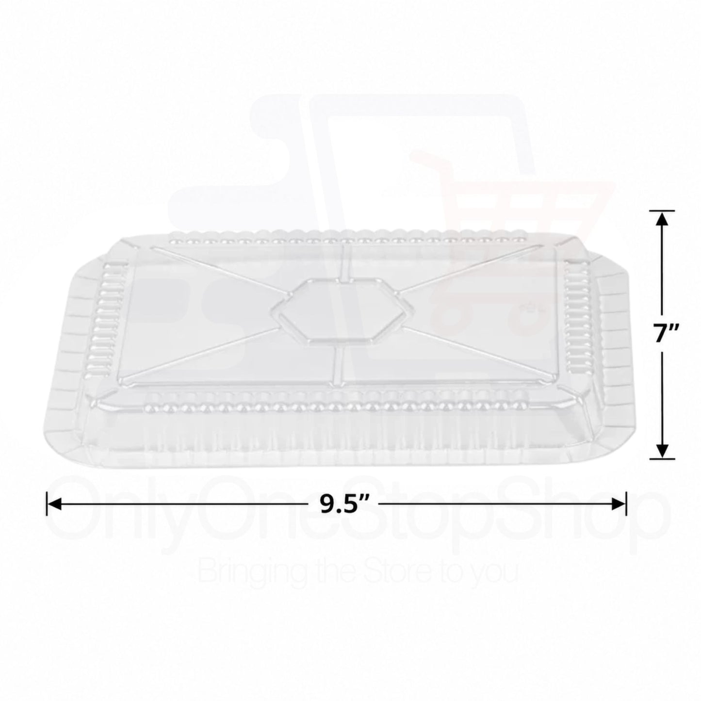 *WHOLESALE* Plastic Dome Lids For 5Lb Aluminum Oblong Pans 9.5" x 7" 500/case Disposable Lids VeZee