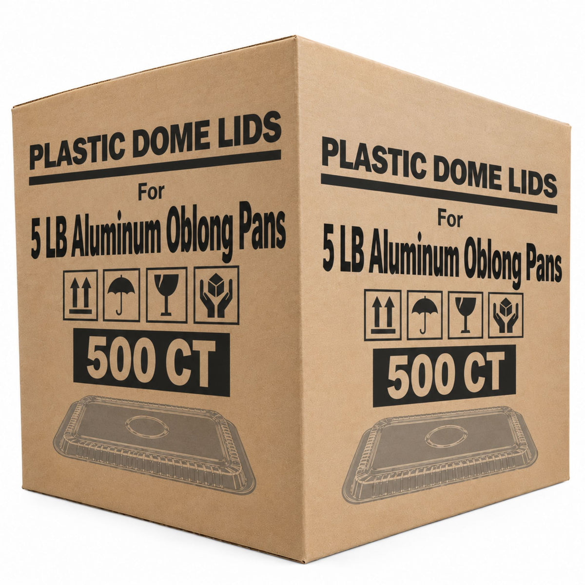 *WHOLESALE* Plastic Dome Lids For 5Lb Aluminum Oblong Pans 9.5" x 7" 500/case Disposable Lids VeZee