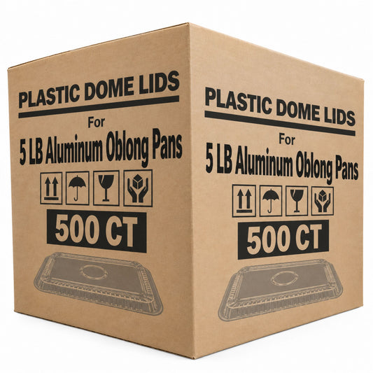 *WHOLESALE* Plastic Dome Lids For 5Lb Aluminum Oblong Pans 9.5" x 7" 500/case Disposable Lids VeZee