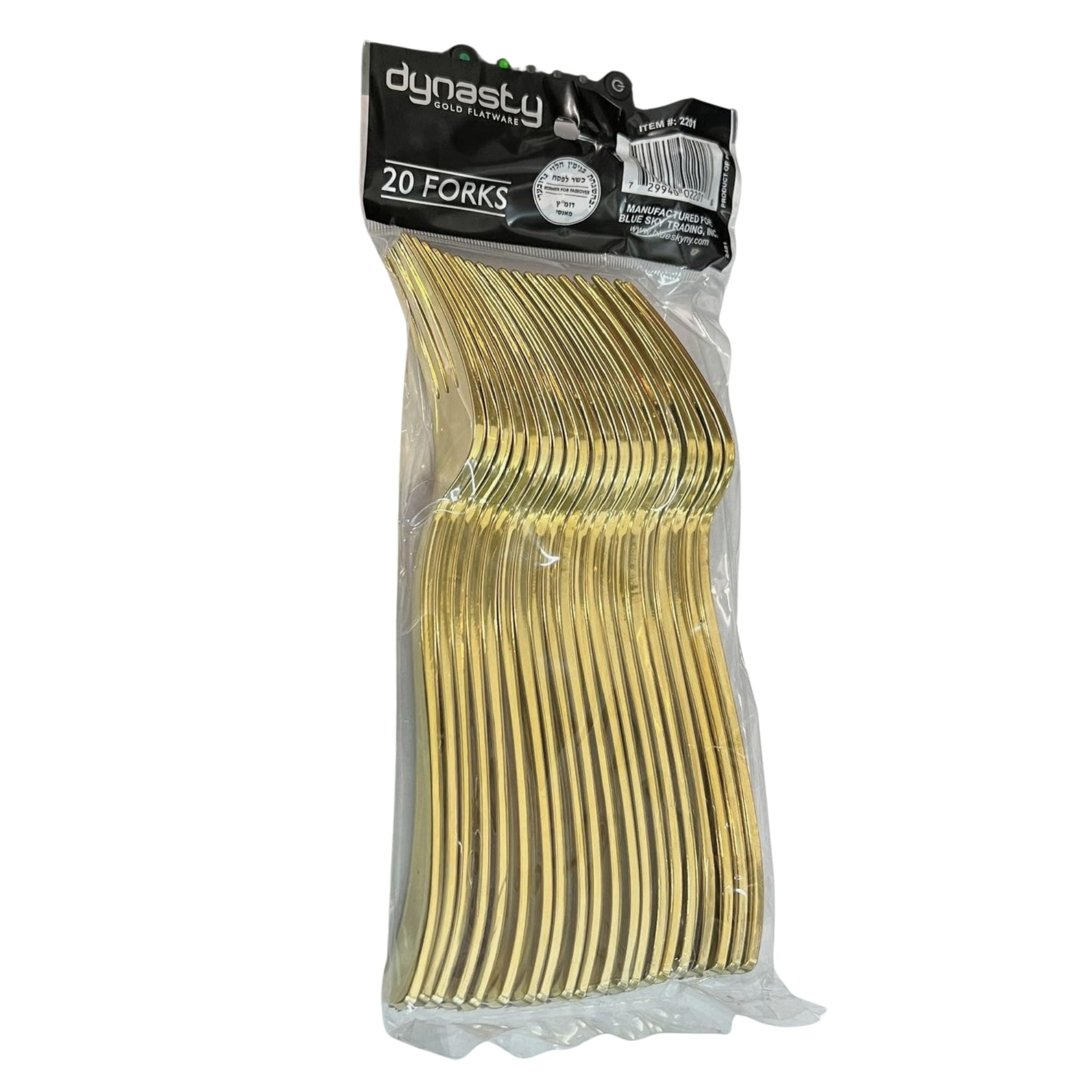 Dynasty Plastic Gold Forks Disposable Forks Blue Sky