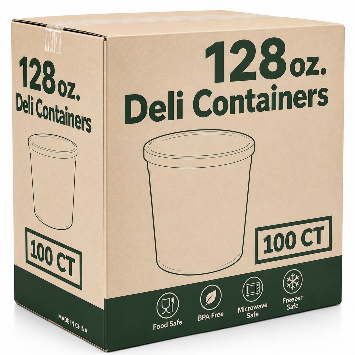 *WHOLESALE* 128oz Storage Containers with Lids Disposable Plastic Food Storage & Serving VeZee