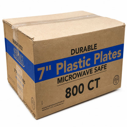 *WHOLESALE* 7" Lightweight White Salad Plates Disposable Plastic 800/Case Blue Sky