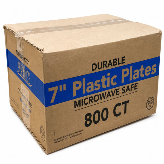 *WHOLESALE* 7" Lightweight White Salad Plates Disposable Plastic 800/Case Blue Sky