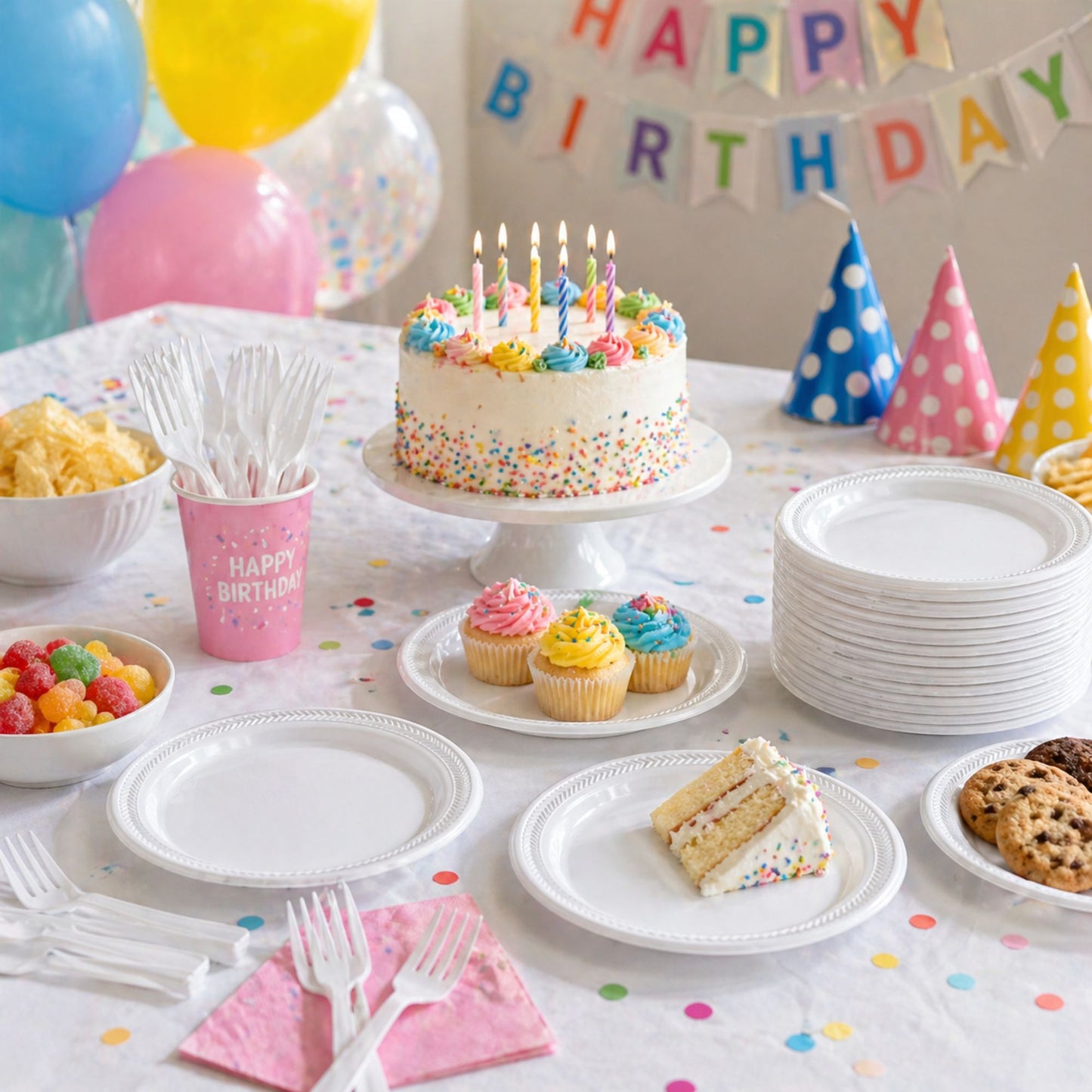 *WHOLESALE* 9" Lightweight White Dinner Plates Disposable Plastic 400/Case Blue Sky