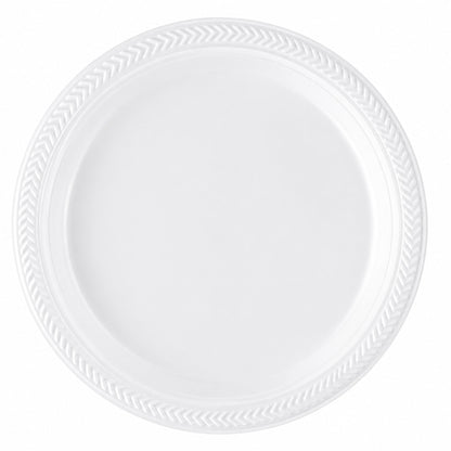 *WHOLESALE* 9" Lightweight White Dinner Plates Disposable Plastic 400/Case Blue Sky