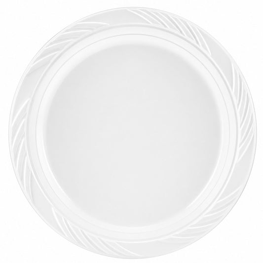 *WHOLESALE* 10" Lightweight White Dinner Plates Disposable Plastic 400/Case Blue Sky