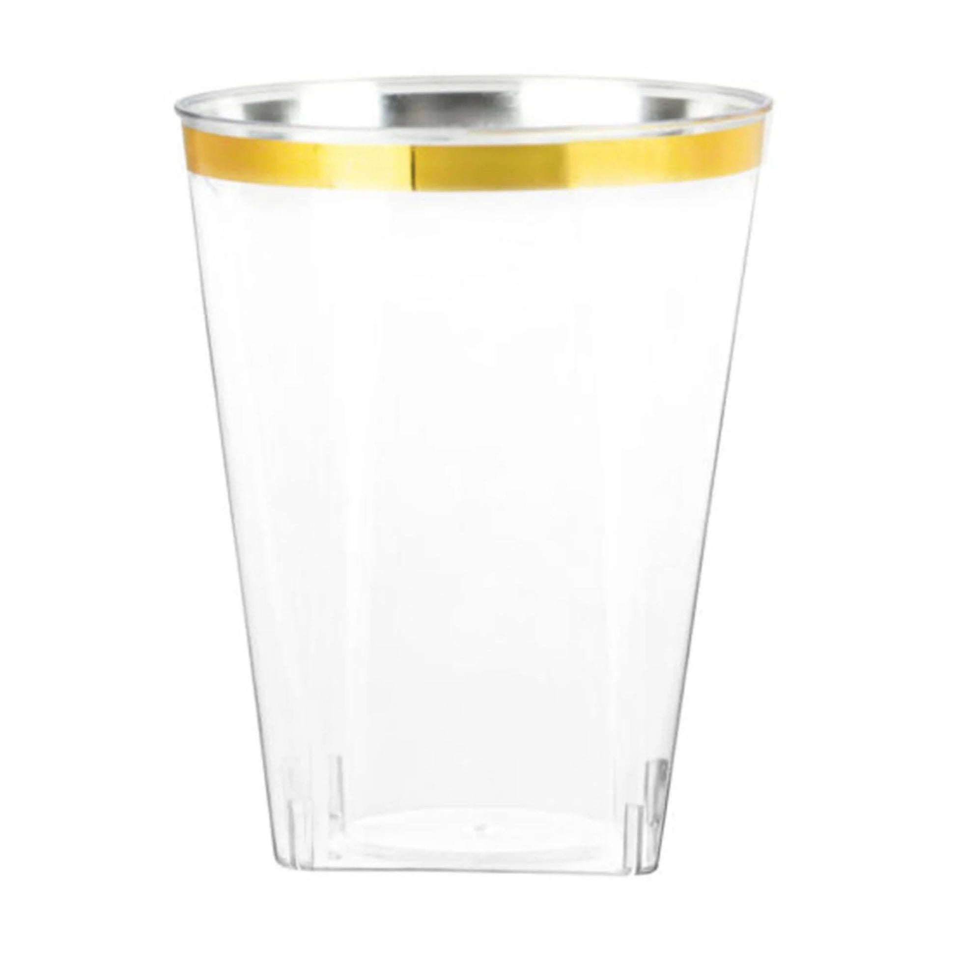 White With Gold Rim Plastic Dinnerware Set- Value Pack-Organic Disposable Tableware Decorline