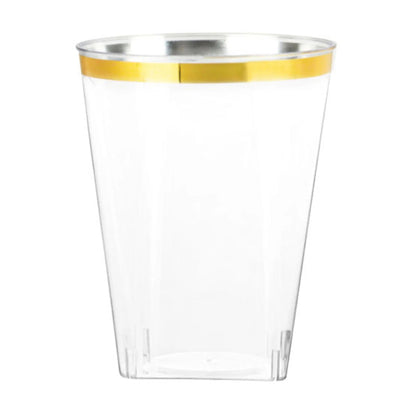 White With Gold Rim Plastic Dinnerware Set- Value Pack-Organic Disposable Tableware Decorline