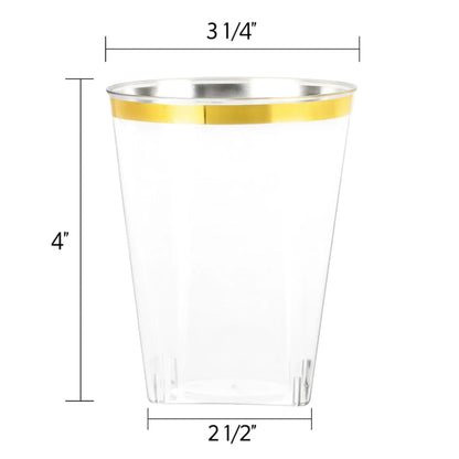 White With Gold Rim Plastic Dinnerware Set- Value Pack-Organic Disposable Tableware Decorline