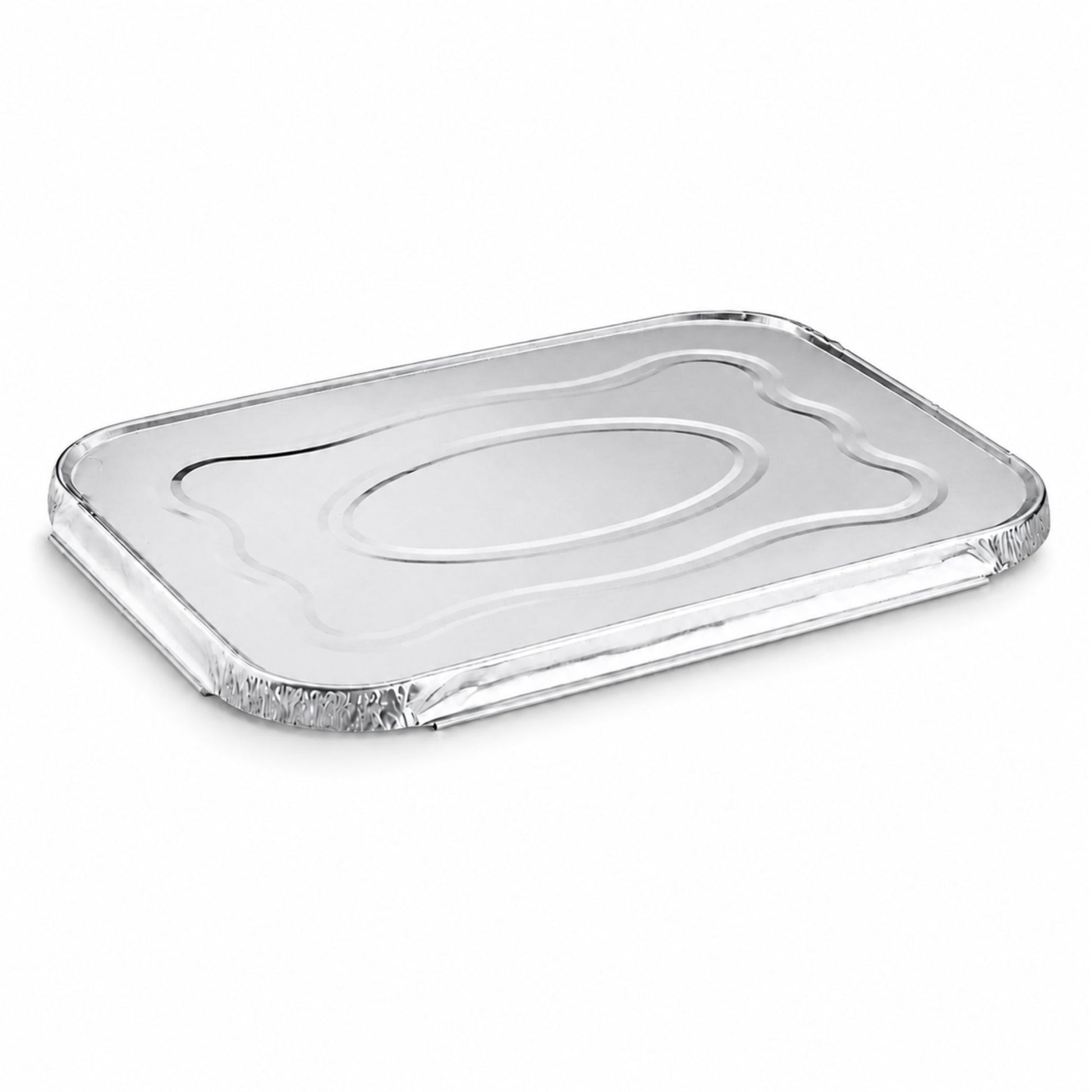 *WHOLESALE* 2.25Lb Oblong Aluminum Lid For Pan 8.25" x 5.75" 240/Case(Must bend edges of pan to fit) Disposable Food Container Lids VeZee