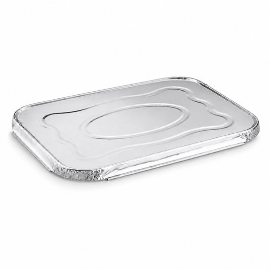 *WHOLESALE* 2.25Lb Oblong Aluminum Lid For Pan 8.25" x 5.75" 240/Case(Must bend edges of pan to fit) Disposable Food Container Lids VeZee