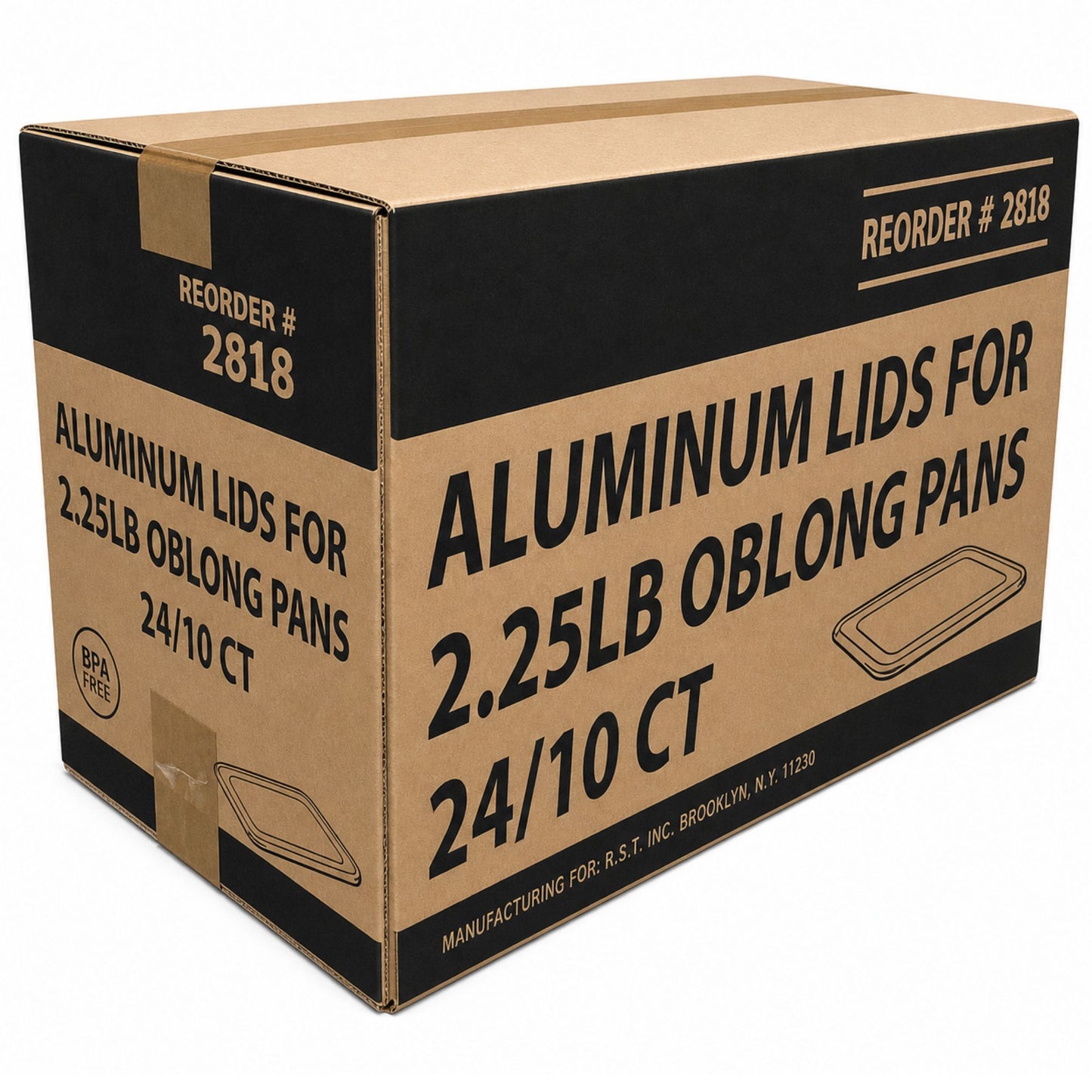 *WHOLESALE* 2.25Lb Oblong Aluminum Lid For Pan 8.25" x 5.75" 240/Case(Must bend edges of pan to fit) Disposable Food Container Lids VeZee