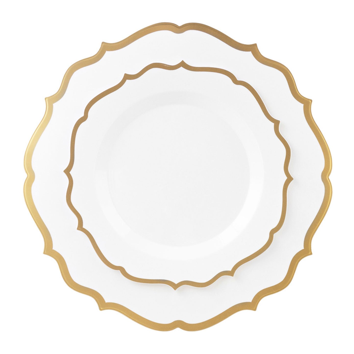 10"&7" White & Gold Plastic Plates Combo Set: Contemporary