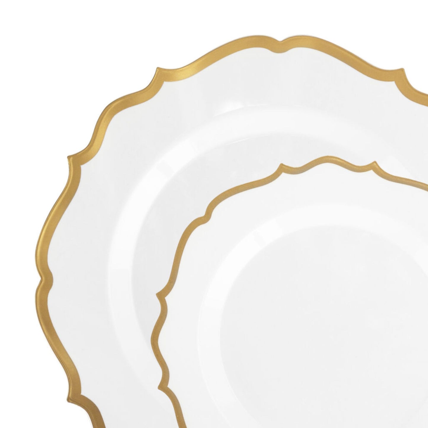 10"&7" White & Gold Plastic Plates Combo Set: Contemporary