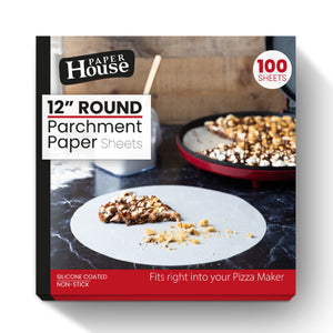 12" Round Silicon Coated Non Stick Parchment Paper Sheets Fit Right into your Pizza & Cake Maker Liners Paper House   