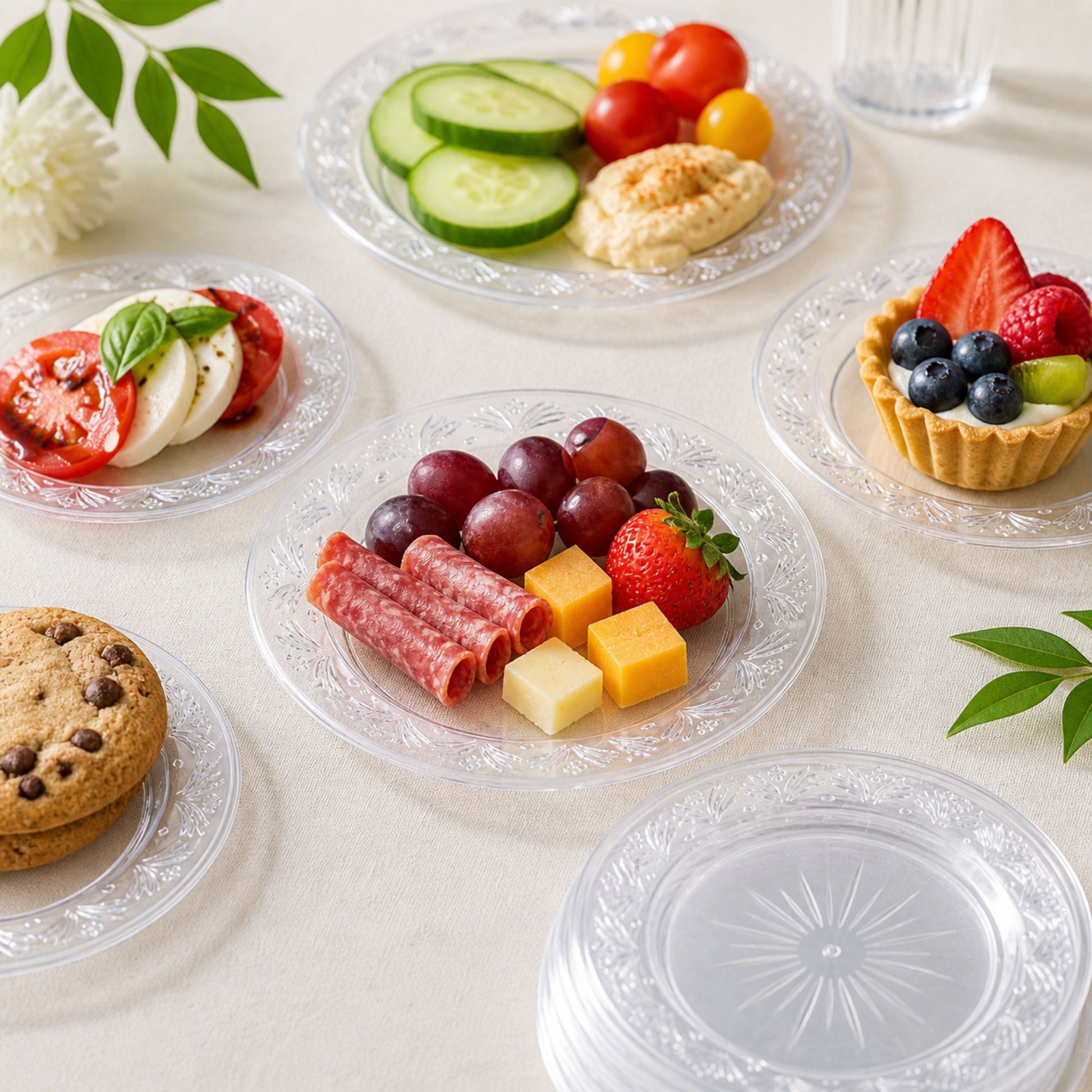 *JUMBO PACK* 6" Plastic Plates Clear Disposable Disposable Plates Blue Sky