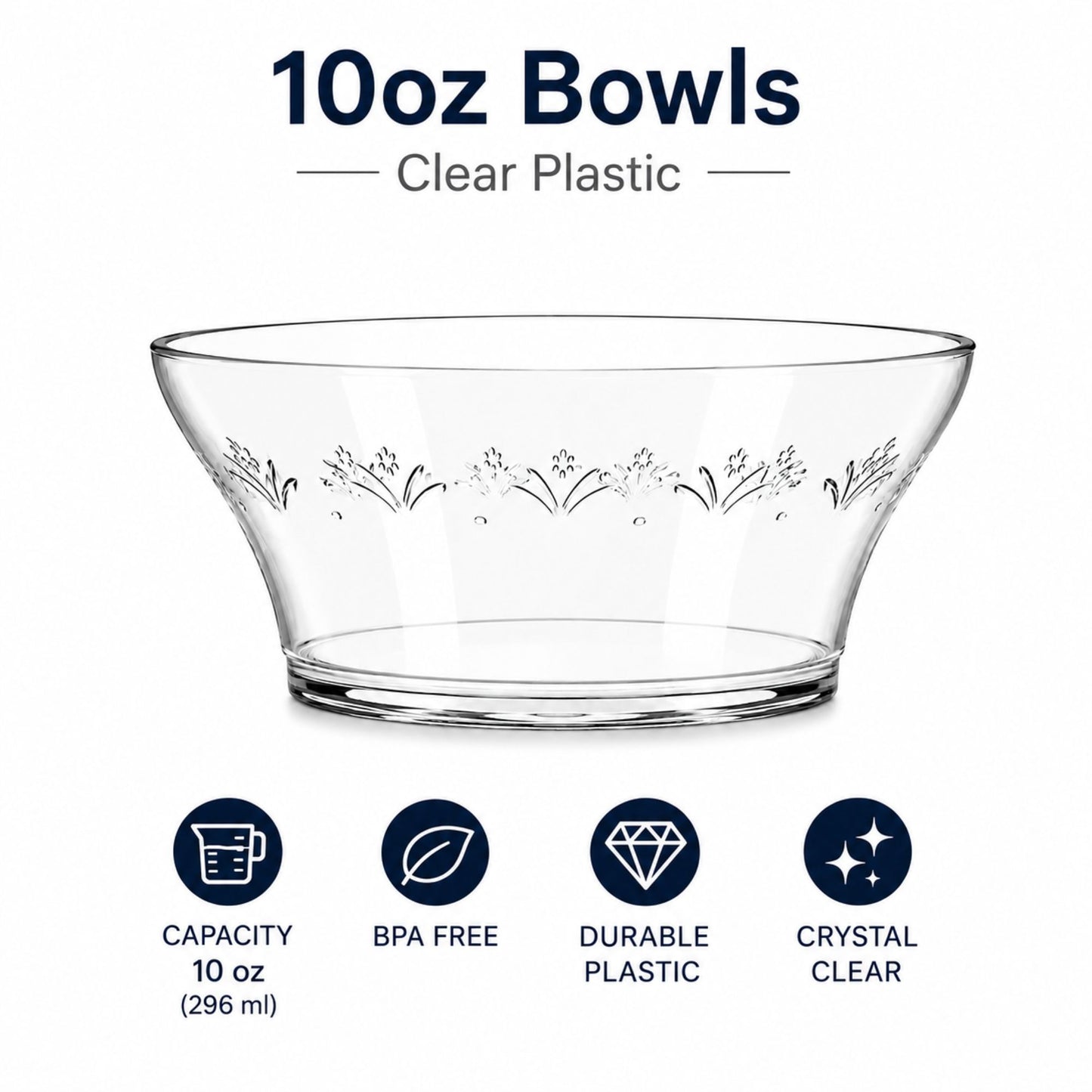 10oz Clear Plastic Bowls Disposable Party Serving Bowls Bowls Blue Sky