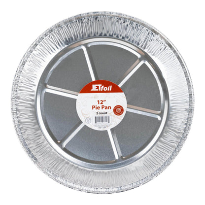 Jetfoil 12” Disposable Deep Heavy Weight Aluminum Foil Round Pie Pans – Oven Safe, Easy Cleanup Bakeware JetFoil
