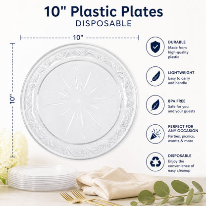 *JUMBO PACK* 10" Plastic Plates Disposable Disposable Plates Blue Sky