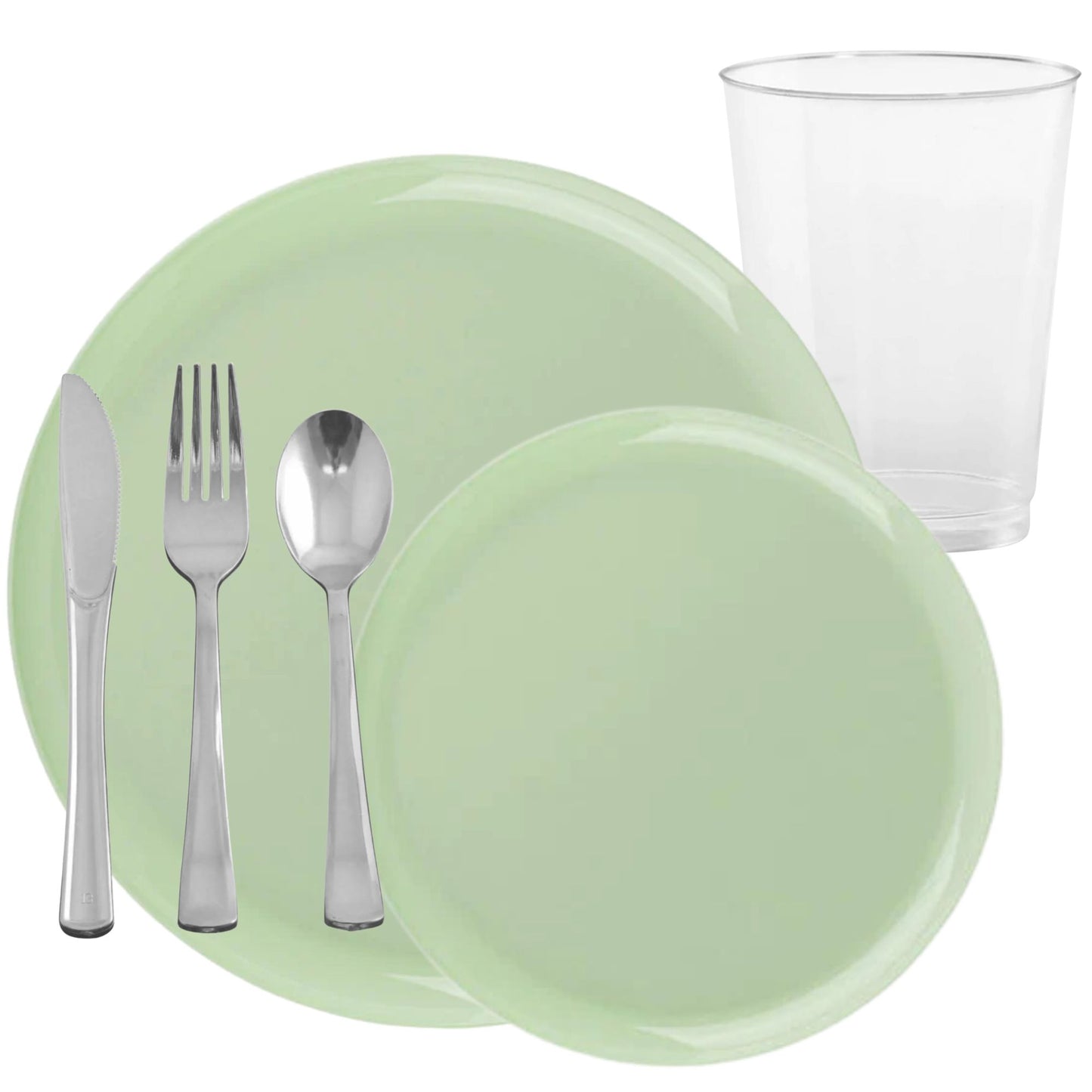 *BUY BULK* The Edge Collection Elegant Mint Green Disposable Plastic Dinner Tableware COMBO Set Dinnerware Sets SIMCHA Collection