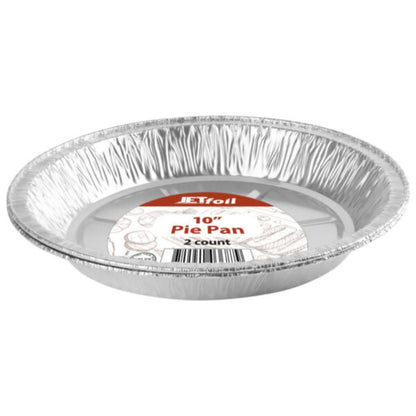 Jetfoil 10” Disposable Deep Heavy Weight Aluminum Foil Round Pie Pans –Oven Safe, Easy Cleanup Bakeware Jetfoil
