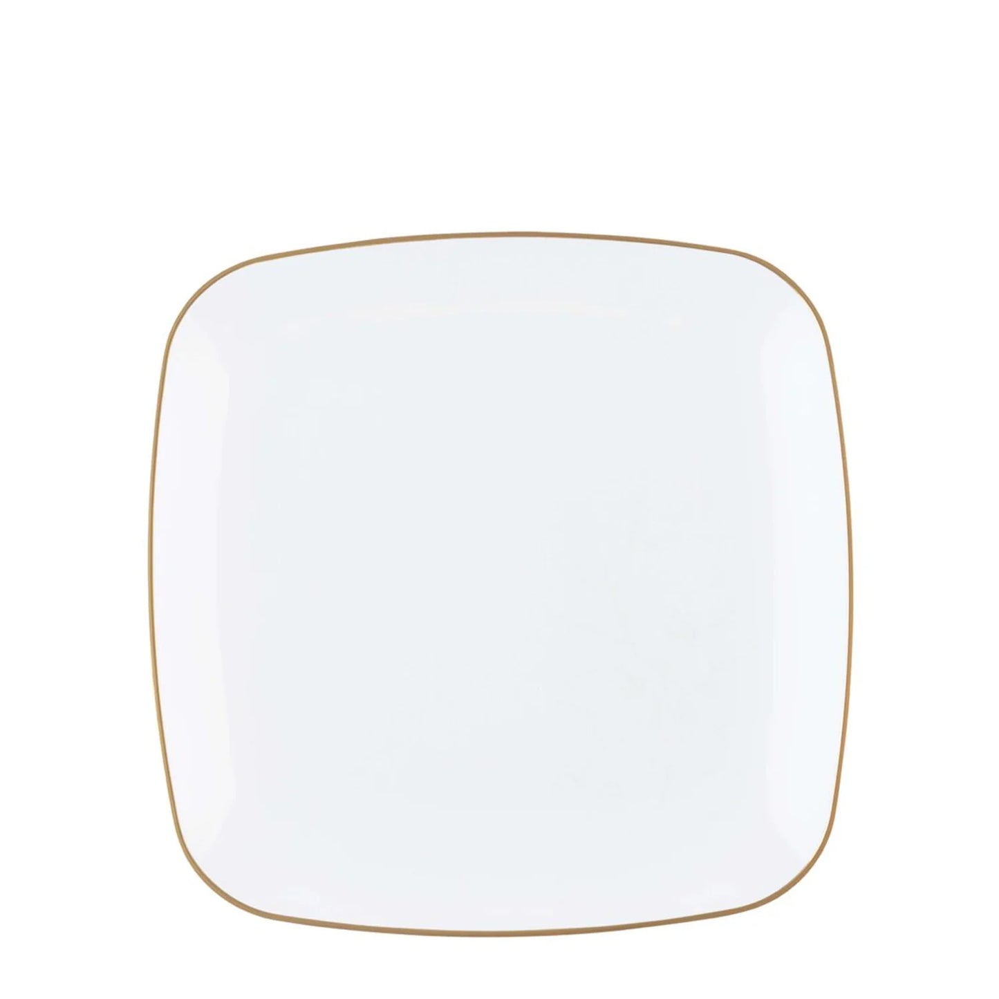 Organic Collection White and Gold Rim Square Dinner Plates 7.25" Tablesettings Blue Sky   