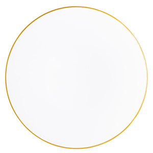 White / Gold Rim Hammered Plastic Charger Tablesetting Blue Sky   