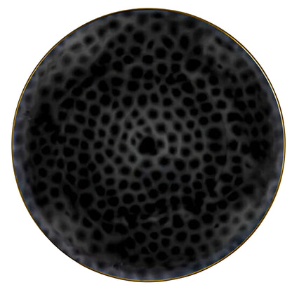 Organic Hammered 10" Black with Gold Rim Disposable Plastic Dinner Plate Tablesettings Blue Sky