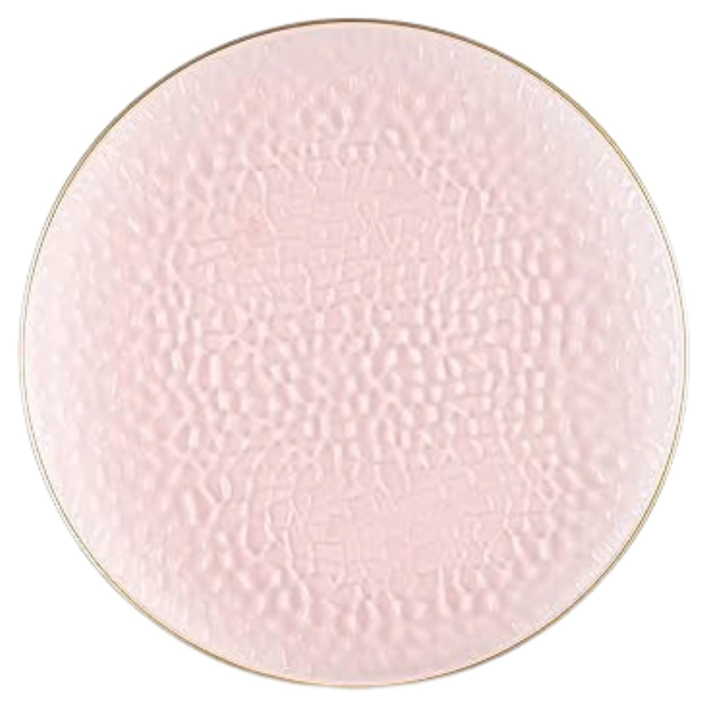 Organic Hammered 10" Pink with Gold Rim Disposable Plastic Dinner Plate Disposable Plates Blue Sky