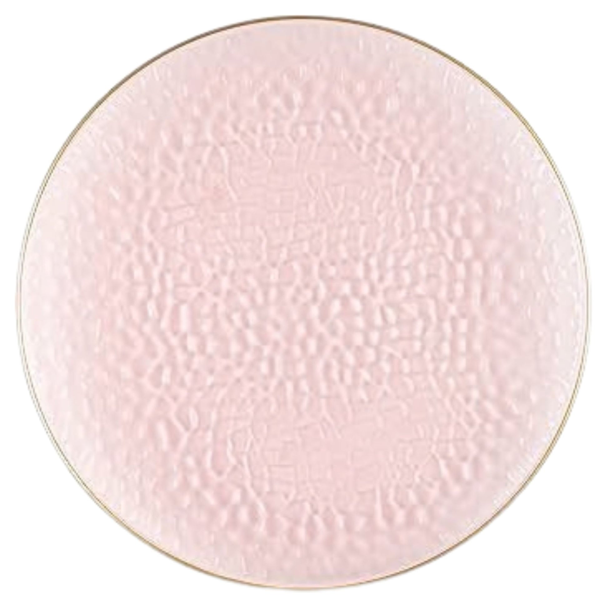 Organic Hammered 10" Pink with Gold Rim Disposable Plastic Dinner Plate Disposable Plates Blue Sky