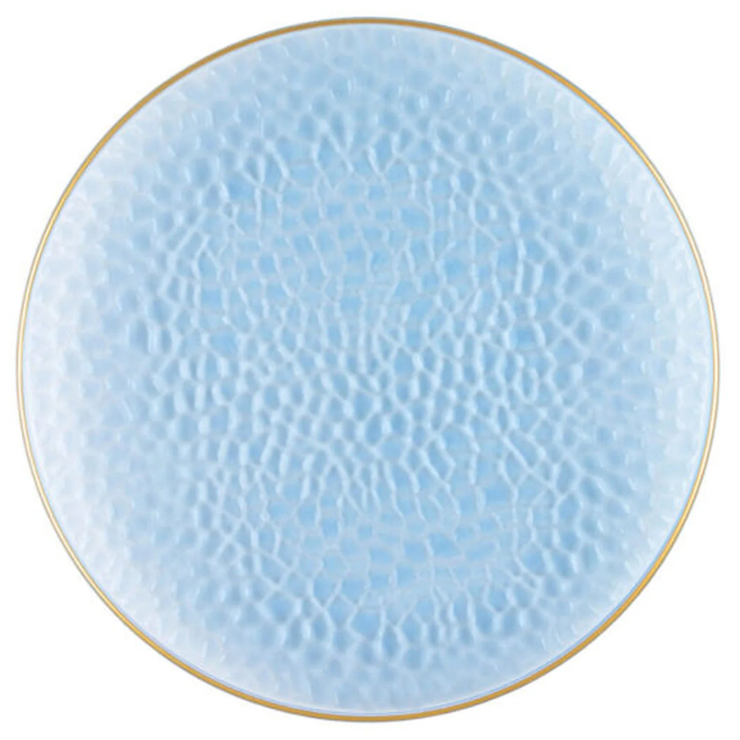 Organic Hammered Blue Gold Rim 10″ Plates Tablesettings Blue Sky   