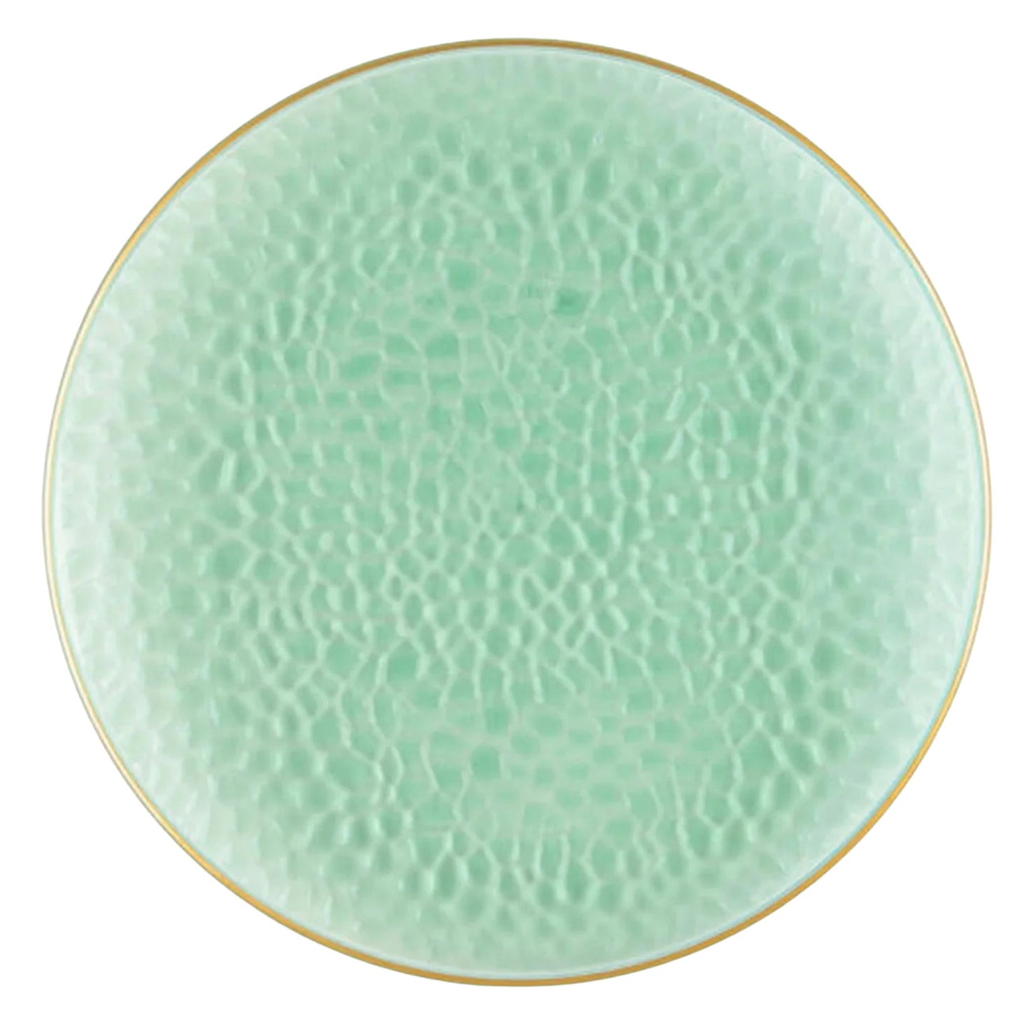 Organic Hammered 10" Green with Gold Rim Plastic Disposable Dinner Plate Disposable Plates Blue Sky