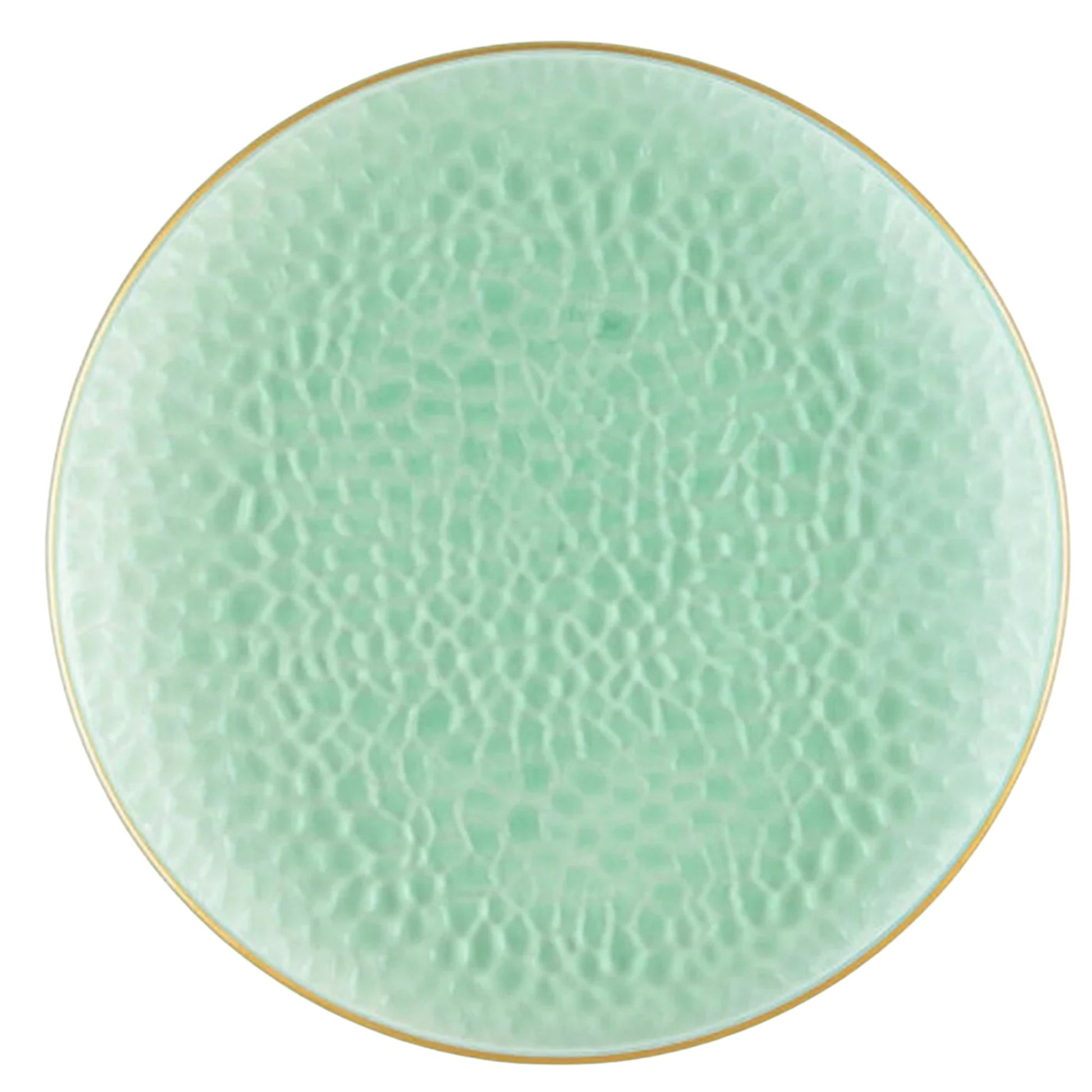 Organic Hammered 10" Green with Gold Rim Plastic Disposable Dinner Plate Disposable Plates Blue Sky