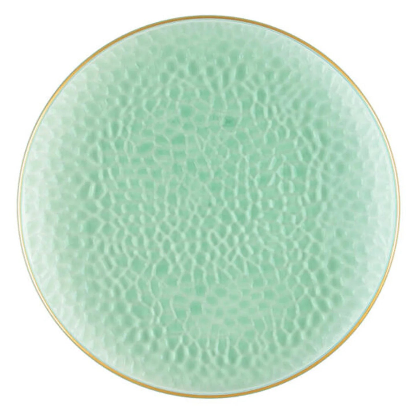 Organic Hammered Green Gold Rim 10″ Plates Tablesettings Blue Sky   