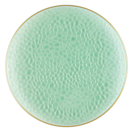 Organic Hammered Green Gold Rim 10″ Plates Tablesettings Blue Sky   