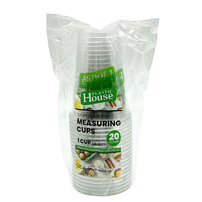 Plastic House 8Oz Translucent Plastic Measuring Cups:20CT Measuring Cups Plastic House
