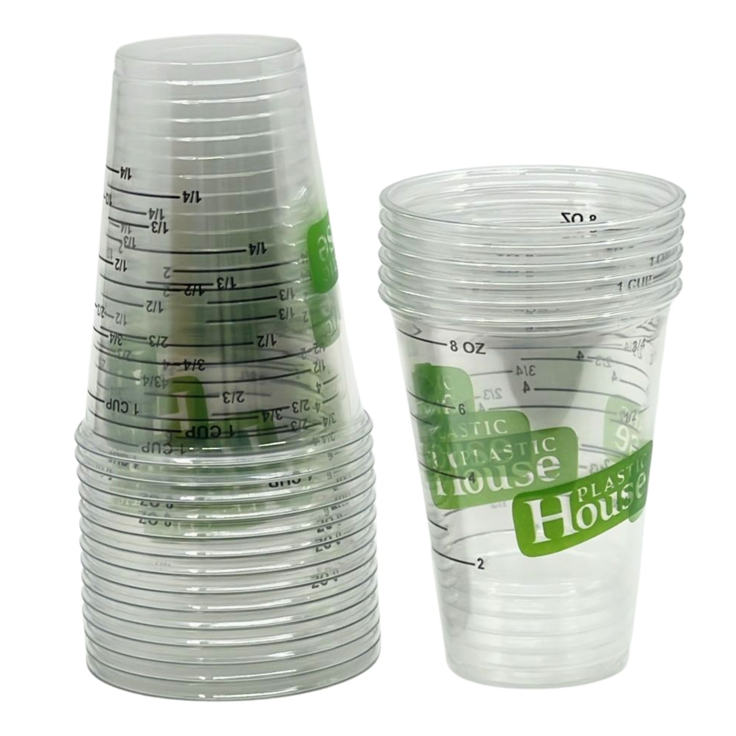 Plastic House 8Oz Translucent Plastic Measuring Cups:20CT Measuring Cups Plastic House