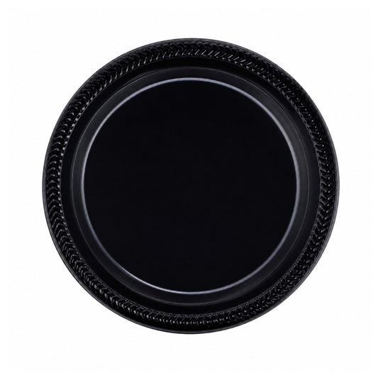 *BUY BULK* 9" Light Weight Black Disposable Plastic Plates Disposable Plates Blue Sky