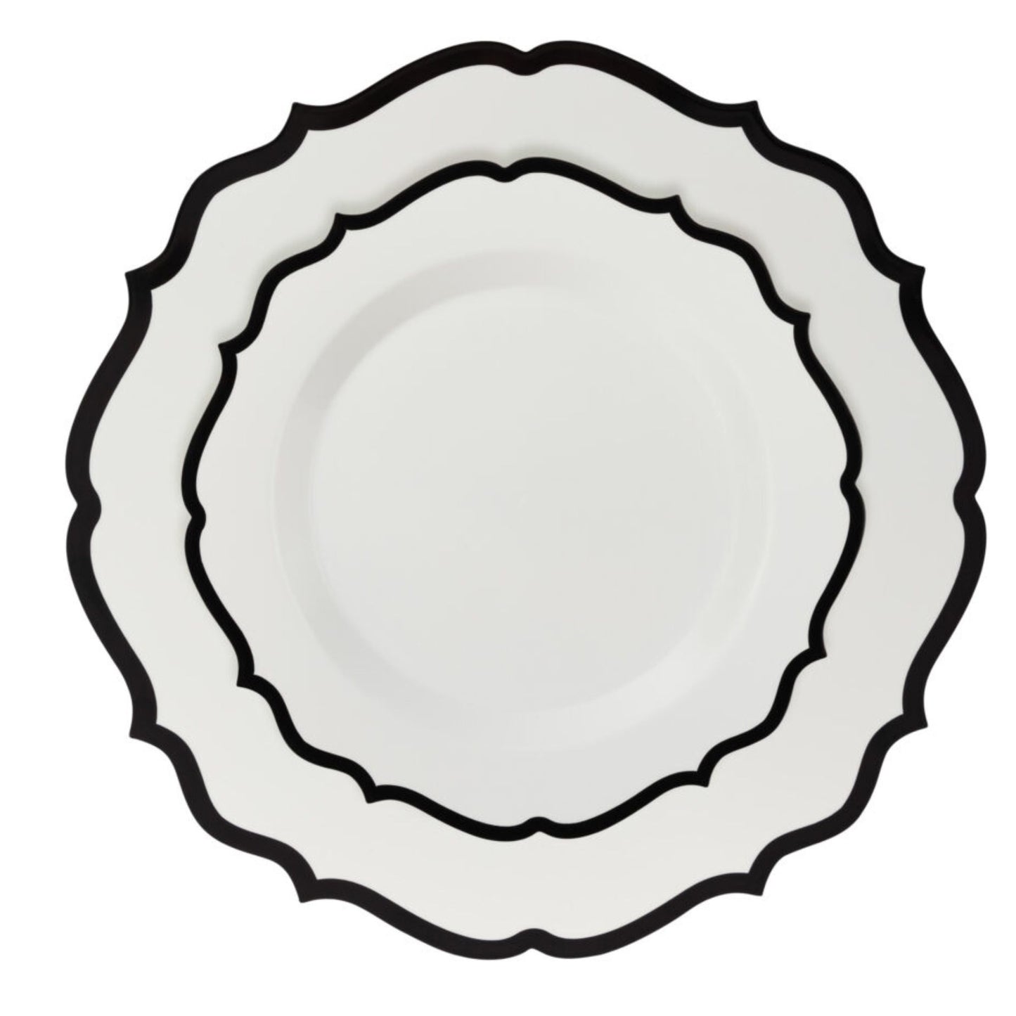 10"&7" White & Black Plastic Plates Combo Set: Contemporary