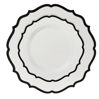 10"&7" White & Black Plastic Plates Combo Set: Contemporary