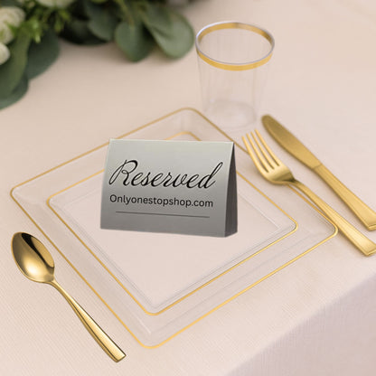 *BUY BULK* The Edge Collection Elegant Clear with Gold Rim Square Dinner Tableware COMBO Set Dinnerware Sets SIMCHA Collection