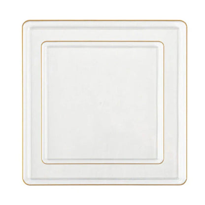 *BUY BULK* The Edge Collection Elegant Clear with Gold Rim Square Dinner Tableware COMBO Set Dinnerware Sets SIMCHA Collection