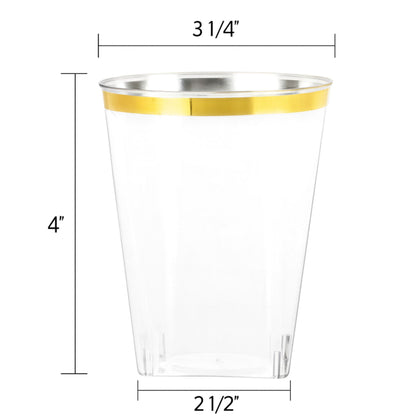 *BUY BULK* The Edge Collection Elegant Transparent Green with Gold Rim Square Dinner Tableware COMBO Set Dinnerware Sets SIMCHA Collection