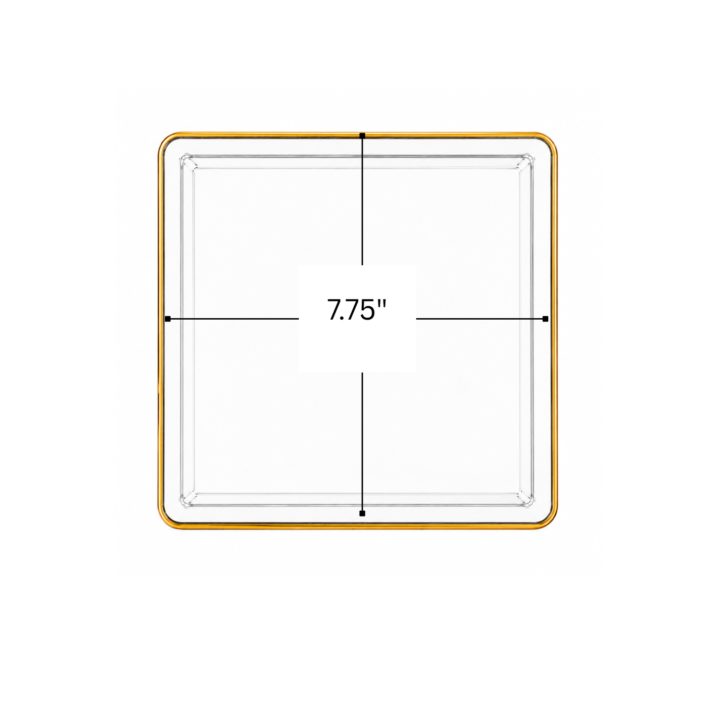 Edge 7.75" Clear with Gold Rim Square Dessert Plastic Plates Disposable Plates SIMCHA Collection