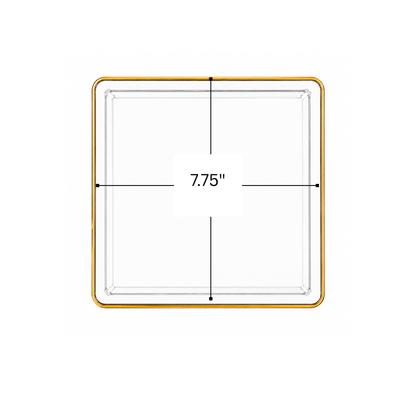 Edge 7.75" Clear with Gold Rim Square Dessert Plastic Plates Disposable Plates SIMCHA Collection