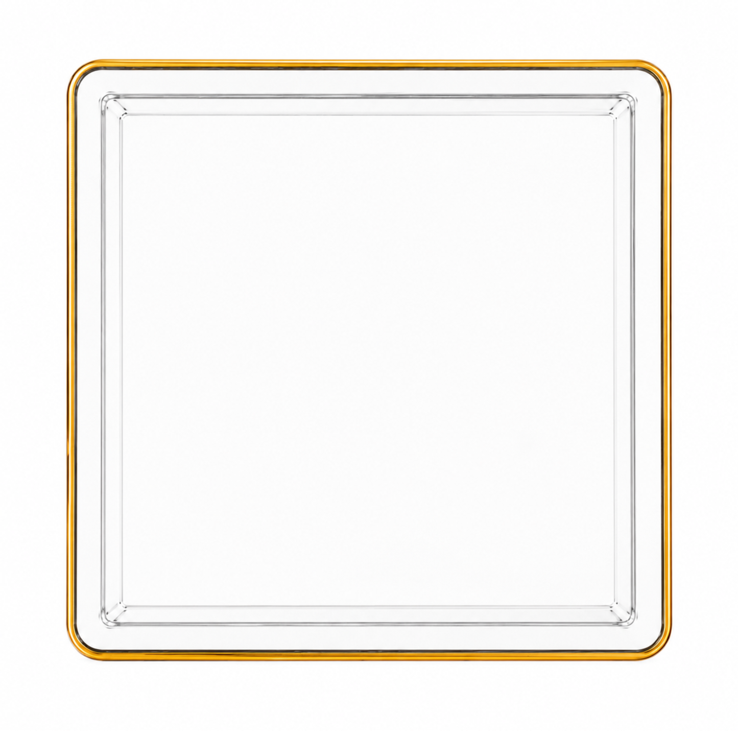 10.75"&7.75" Square Clear With Gold Rim Plastic Plates COMBO Set-Edge Combo Disposable Plates SIMCHA Collection
